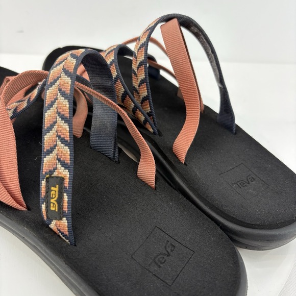 Teva‎ Voya Zillesa Womens Size 11 Strap Sandals Peach Blue Aztec Style 1117032 - Picture 4 of 9